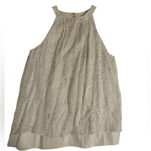 DVF Diane Von Furstenberg Elegant White Sleeveless Flutter Silk Top